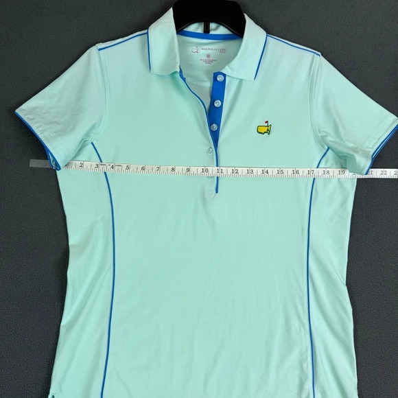 Masters Magnolia Lane Ladies Aqua Polo with Ocean Blue Piping Size Medium - Picture 7 of 10